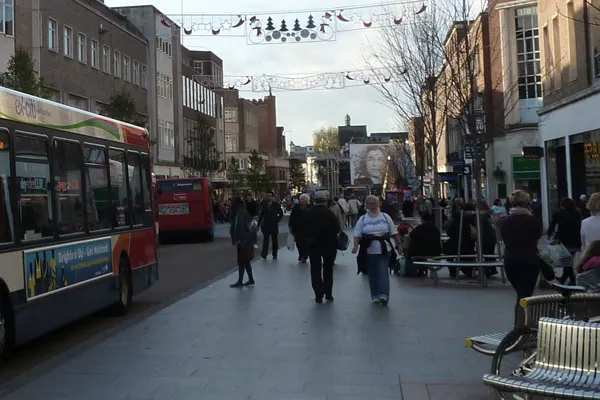 Shoppers at Exeter City Centre