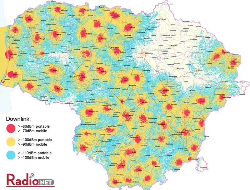 RadioNet current coverage map