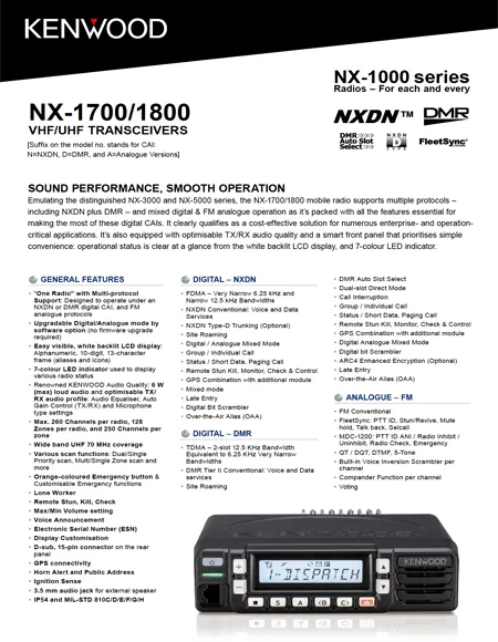 NX-1700/1800 Brochure