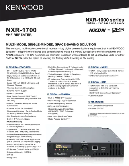 NXR-1700E Brochures Link