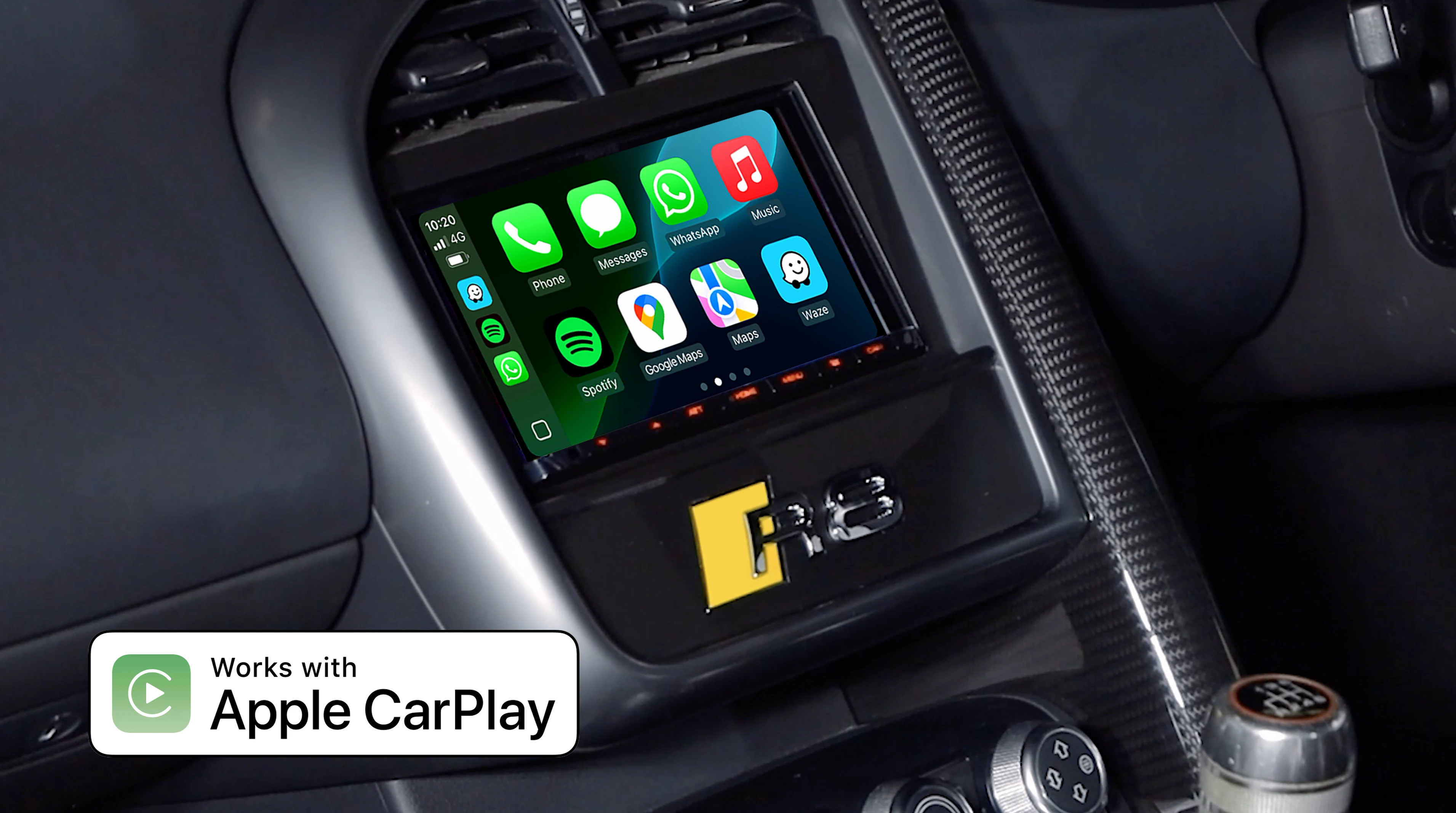 Audi R8 with KENWOOD DMX8021DABS wireless and wired Apple CarPlay